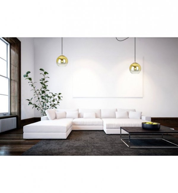 Lampa wisząca typu pająk, klosz szklany złota kula 20 cm, E27 LIGHT HOME