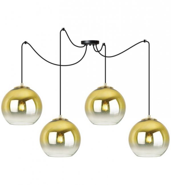 Lampa wisząca typu pająk, 4 klosze szklane złote kule 20 cm, E27 LIGHT HOME
