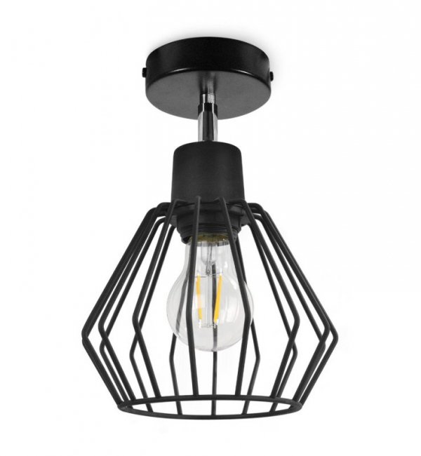 Kinkiet spot regulowany, czarny klosz druciany metalowy 18 cm, czarne wykończenie, E27 LIGHT HOME