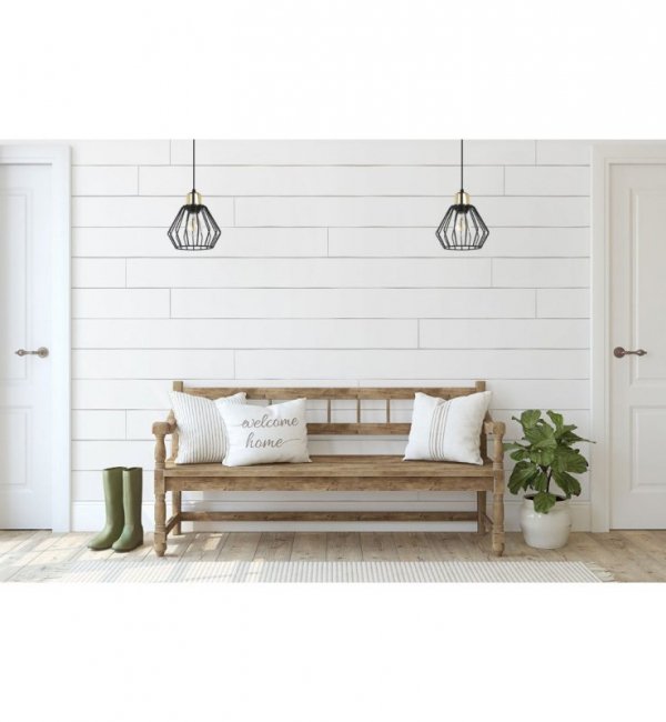 Lampa wisząca zwis, druciany czarny klosz metalowy 18 cm ze złotym wykończeniem, podsufitka 6 cm, E27 LIGHT HOME