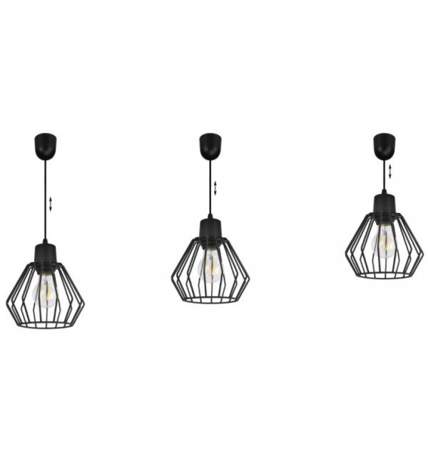 Lampa wisząca zwis, druciany czarny klosz metalowy 18 cm z czarnym wykończeniem, podsufitka 6 cm, E27 LIGHT HOME