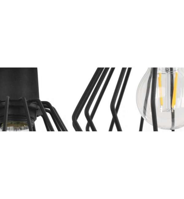 Lampa wisząca zwis, druciany czarny klosz metalowy 18 cm z czarnym wykończeniem, podsufitka 6 cm, E27 LIGHT HOME