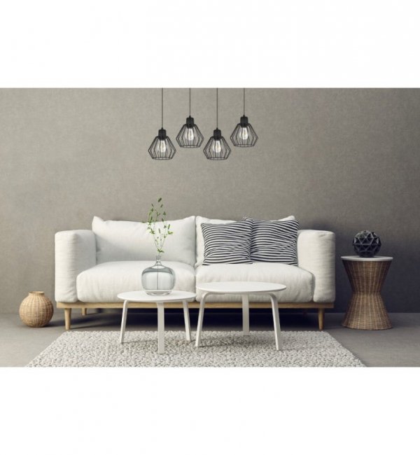 Wisząca lampa regulowana, NUVOLA, 4 źródła światła E27, czarna, na listwie LIGHT HOME