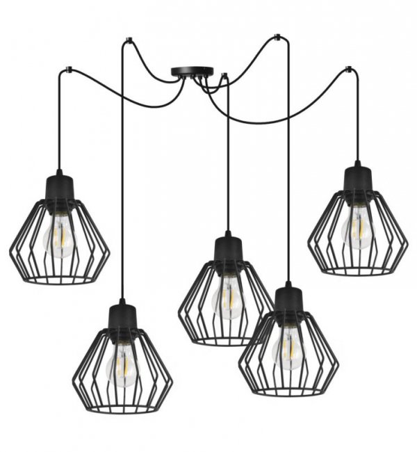 Lampa wisząca loft pająk, NUVOLA, regulowana, 5 kloszy, E27 LIGHT HOME