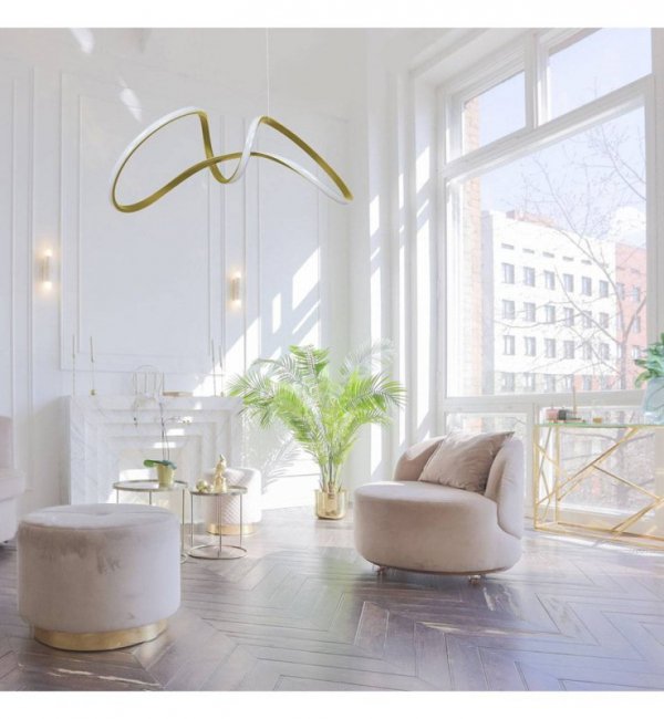 Złota lampa wisząca TESORO, wbudowana taśma LED, regulowana LIGHT HOME