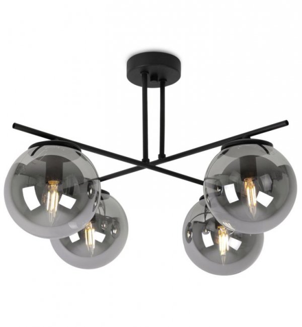 Lampa Sufitowa Żyrandol Czarny w Stylu Loft, Grafitowe Klosze, E14 LIGHT HOME