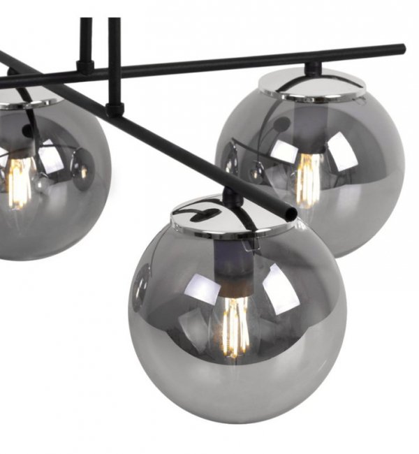 Lampa Sufitowa w Stylu Loft, Żyrandol Szklane Klosze Grafitowe, E14 LIGHT HOME
