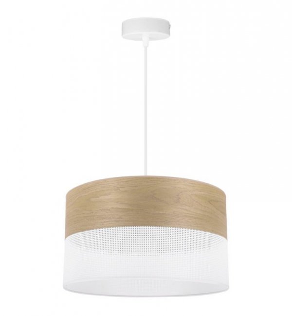 Lampa wisząca WOOD, okrągły abażur do pokoju, jadalni, sypialni, E27