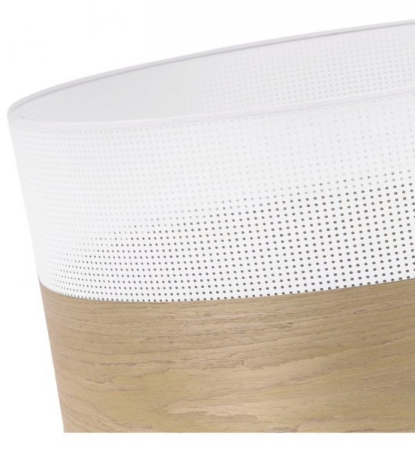 Lampa wisząca WOOD, biały abażur nad stół lub sofę, fornir dębowy