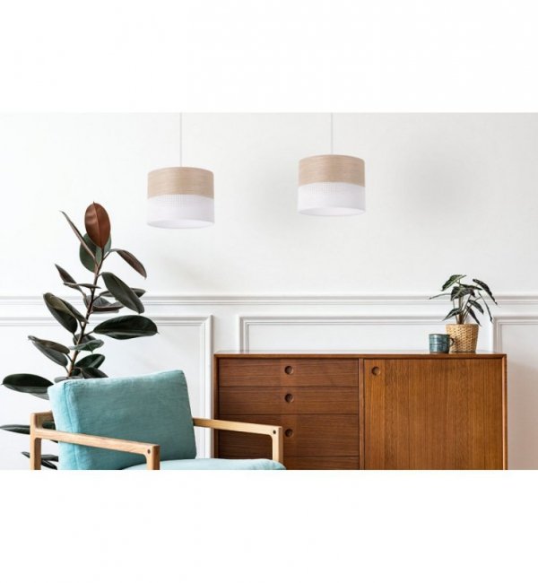 Lampa wisząca WOOD, naturalny abażur z forniru dębowego o średnicy 20cm