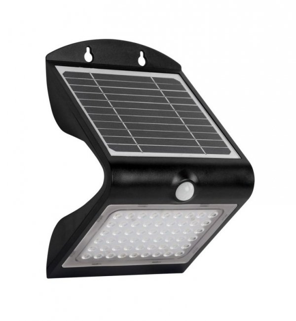 Lampka ogrodowa solarna BUTTERFLY, LED, czarna, czujnik PIR, czujnik zmierzchu, 3,2W