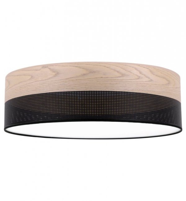 Lampa typu plafon WOOD, sufitowa, na 3 żarówki, czarny abażur 50cm, do salonu