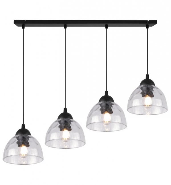 Lampa wisząca VENICE, sufitowa, czarny żyrandol listwa, bezbarwny, szklany, do kuchni, salonu