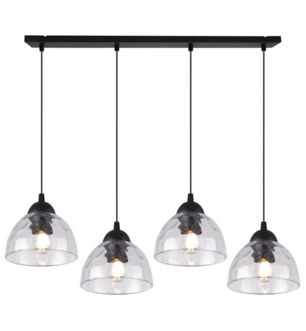 Lampa wisząca VENICE, sufitowa, czarny żyrandol listwa, bezbarwny, szklany, do kuchni, salonu