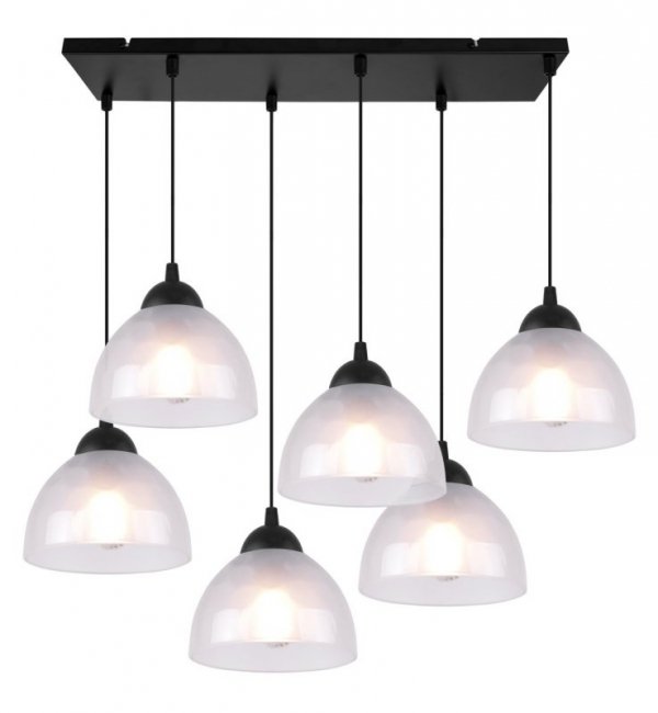 Lampa wisząca VENICE, żyrandol, sufitowa, białe mleczne szkło, czarna listwa, do jadalni, kuchni
