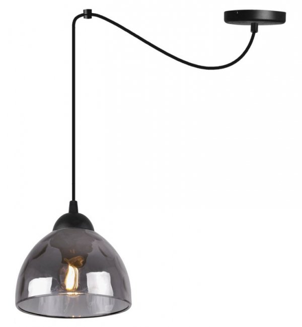 Lampa wisząca VENICE, sufitowa, pojedyncza, czarny pająk loft, grafitowe szkło, misa, E27