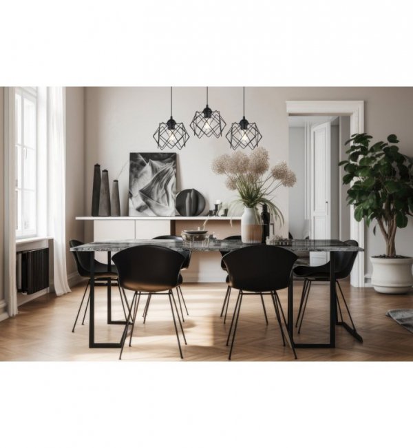 Lampa sufitowa STELLA, wisząca, żyrandol, potrójna czarna listwa, styl loftowy, nad stół i wyspę