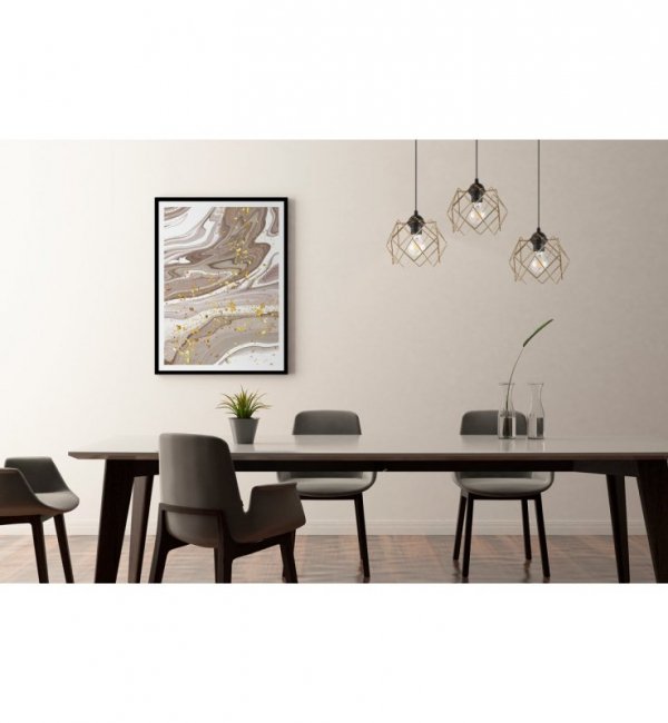 Lampa wisząca STELLA, sufitowa, 3-punktowy czarny żyrandol ze złotymi kloszami, nowoczesny, E27