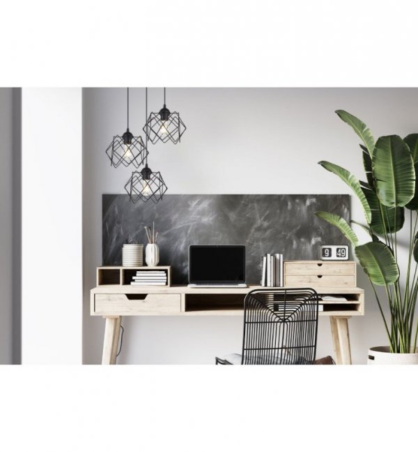 Lampa wisząca STELLA, sufitowa, 3-punktowa, czarna konstrukcja, nowoczesny loft, nad stół i wyspę