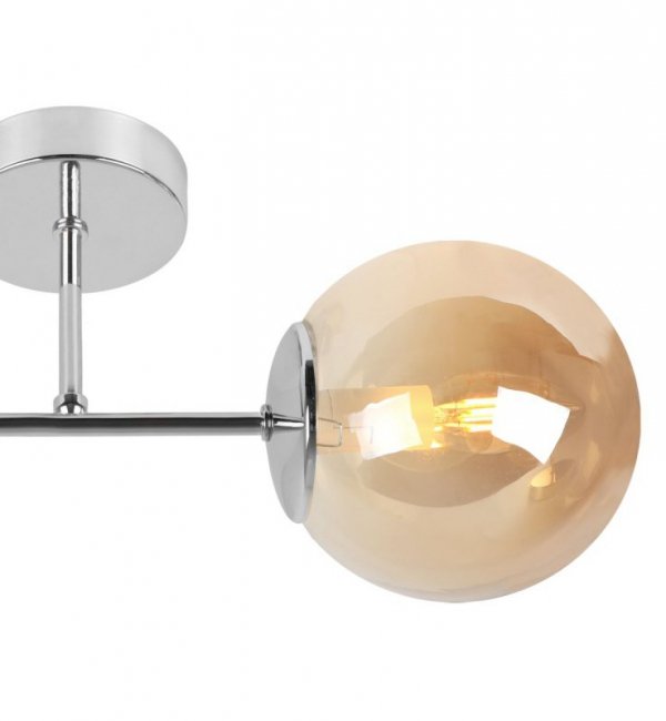 Lampa typu kinkiet, SIENA, plafon ścienny w stylu glamour, wykończenie chrom, szklany miodowy klosz