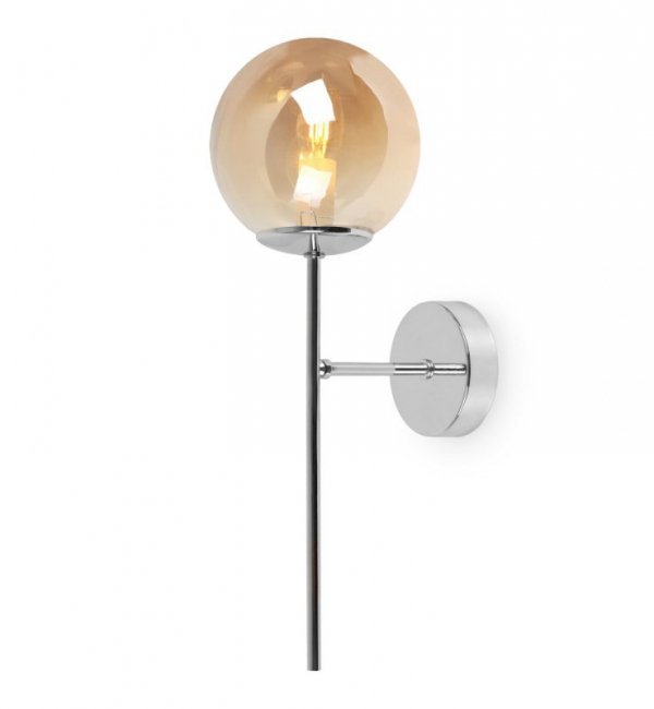Lampa typu kinkiet, SIENA, plafon ścienny w stylu glamour, wykończenie chrom, szklany miodowy klosz