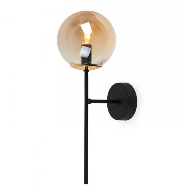 Lampa ścienna SIENA, czarny kinkiet ze złotymi dodatkami, styl loftowy, do łazienki, sypialni, przedpokoju