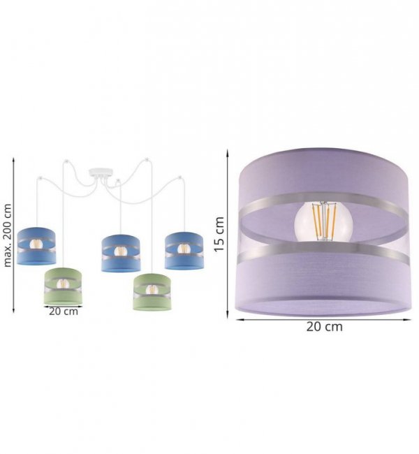 Lampa wisząca z abażurem - SPIDER LOLLIPOP 2175/5 LIGHT HOME
