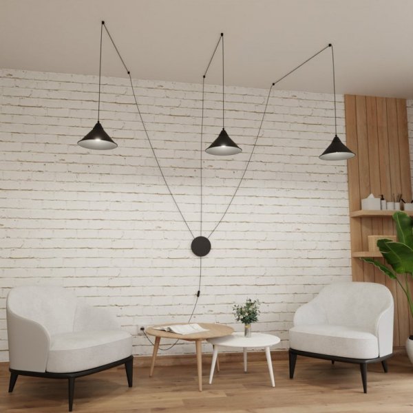 LAMPA WISZĄCA DO MONTAŻU NA ŚCIANIE Z WTYCZKĄ EMIBIG ABRAMO 3 BLACK