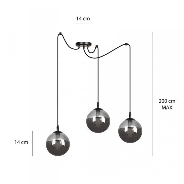 LAMPA WISZĄCA SPIDER PAJĄK KLOSZE SZKLANE KULE EMIBIG GIGI 3 BL GRAFIT