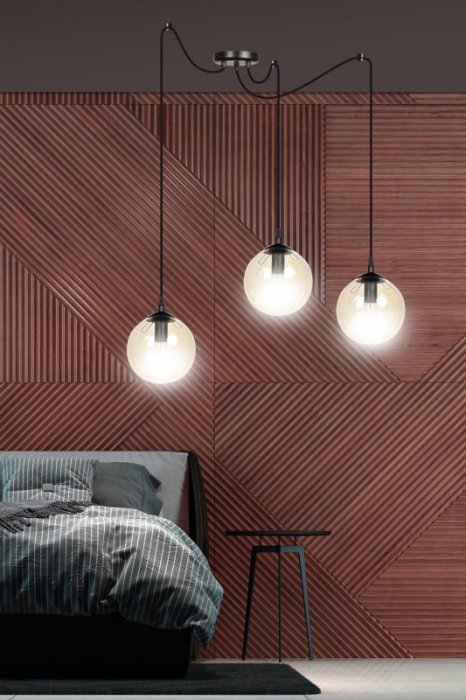 LAMPA WISZĄCA SPIDER PAJĄK KLOSZE SZKLANE KULE EMIBIG GIGI 3 BL MIODOWY