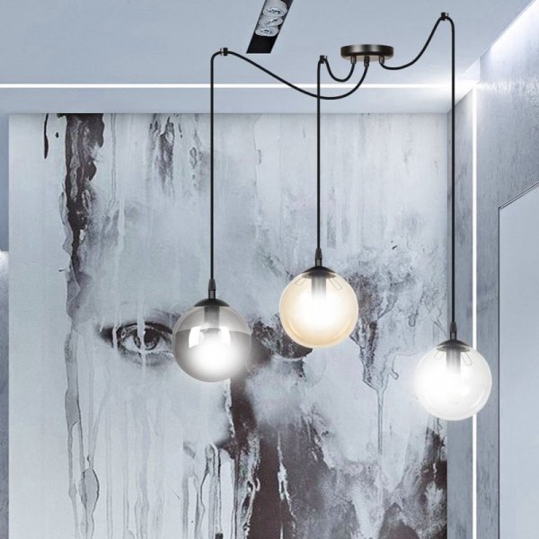 LAMPA WISZĄCA SPIDER PAJĄK KLOSZE SZKLANE KULE EMIBIG GIGI 3 BL MIX