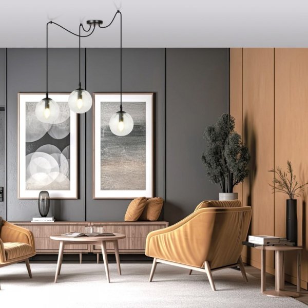LAMPA WISZĄCA SPIDER PAJĄK KLOSZE SZKLANE KULE EMIBIG GIGI 3 BL TRANSPARENT