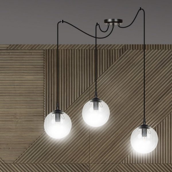 LAMPA WISZĄCA SPIDER PAJĄK KLOSZE SZKLANE KULE EMIBIG GIGI 3 BL TRANSPARENT
