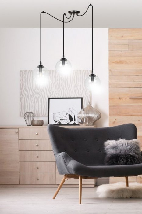 LAMPA WISZĄCA SPIDER PAJĄK KLOSZE SZKLANE KULE EMIBIG GIGI 3 BL TRANSPARENT