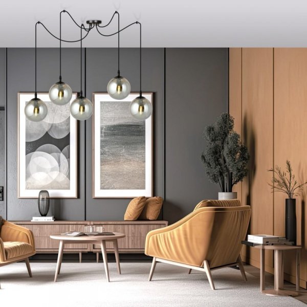 LAMPA WISZĄCA SPIDER PAJĄK KLOSZE SZKLANE KULE EMIBIG GIGI 5 BL GRAFIT