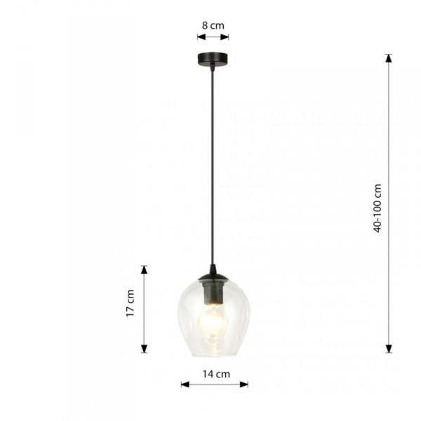 LAMPA WISZĄCA CZARNA NAD STÓŁ DO KUCHNI JADALNI SALONU EMIBIG ISTAR 1 BL TRANSPARENT
