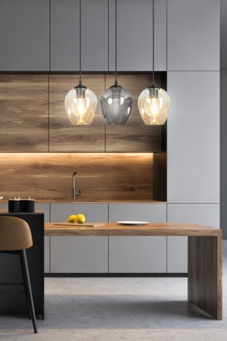 LAMPA WISZĄCA CZARNA NAD STÓŁ DO KUCHNI JADALNI SALONU EMIBIG ISTAR 1 BL TRANSPARENT