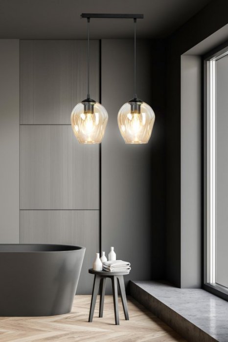 LAMPA WISZĄCA CZARNA NAD STÓŁ DO KUCHNI JADALNI SALONU EMIBIG ISTAR 2 BL MIODOWY