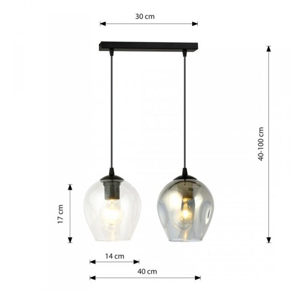 LAMPA WISZĄCA CZARNA NAD STÓŁ DO KUCHNI JADALNI SALONU EMIBIG ISTAR 2 BL MIX