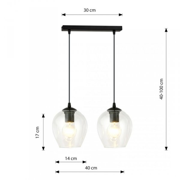 LAMPA WISZĄCA CZARNA NAD STÓŁ DO KUCHNI JADALNI SALONU EMIBIG ISTAR 2 BL TRANSPARENT
