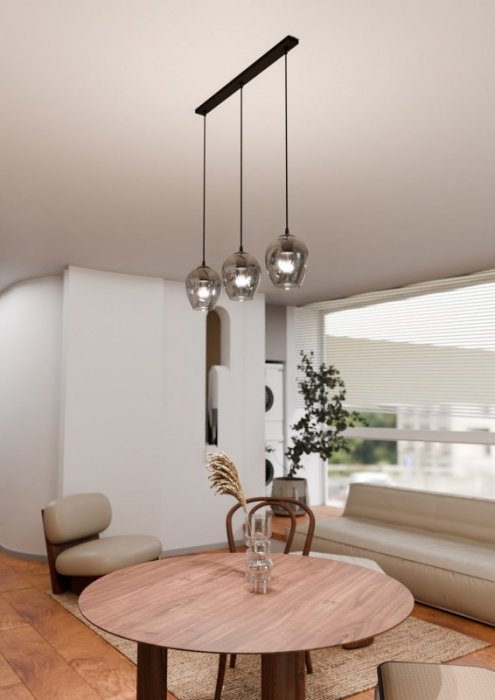 LAMPA WISZĄCA CZARNA NAD STÓŁ DO KUCHNI JADALNI SALONU EMIBIG ISTAR 3 BL GRAFIT