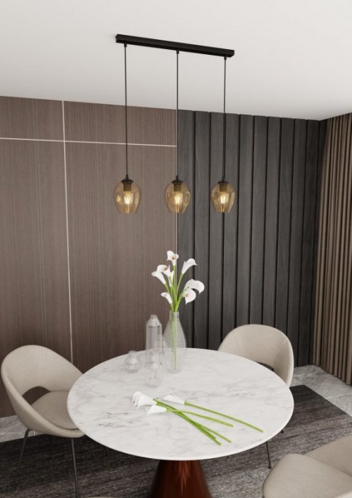 LAMPA WISZĄCA CZARNA NAD STÓŁ DO KUCHNI JADALNI SALONU EMIBIG ISTAR 3 BL MIODOWY
