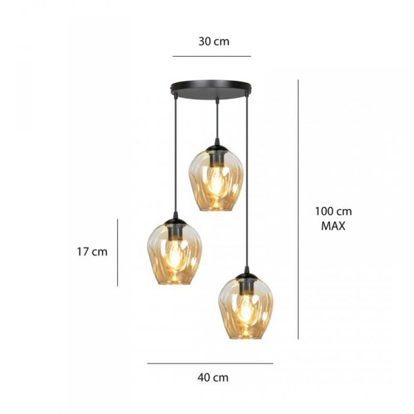 LAMPA WISZĄCA CZARNA NAD STÓŁ DO KUCHNI JADALNI SALONU EMIBIG ISTAR 3 BL PREMIUM MIODOWY