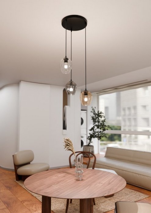 LAMPA WISZĄCA CZARNA NAD STÓŁ DO KUCHNI JADALNI SALONU EMIBIG ISTAR 3 BL PREMIUM MIX