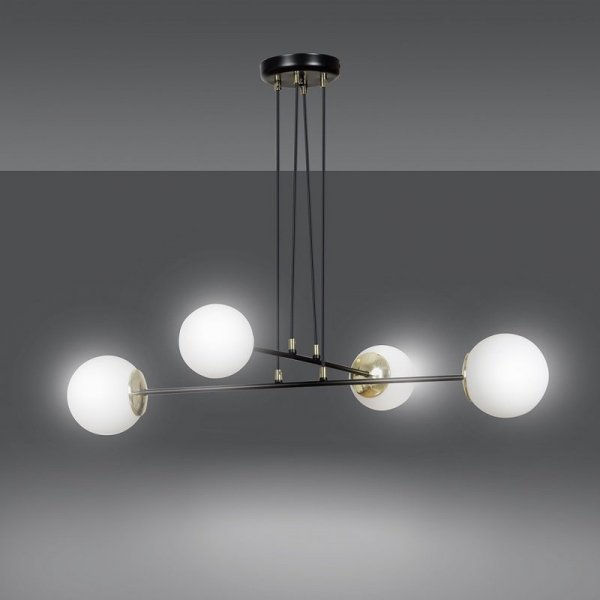LAMPA WISZĄCA DO SALONU POKOJU BIAŁE KULE EMIBIG OGNIS 4 BLACK