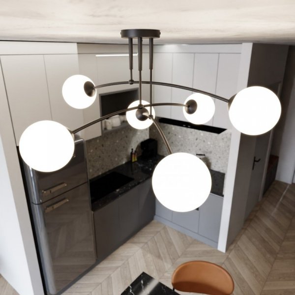 LAMPA WISZĄCA NOWOCZESNA KULE BIAŁE EMIBIG PREGOS 6 BLACK
