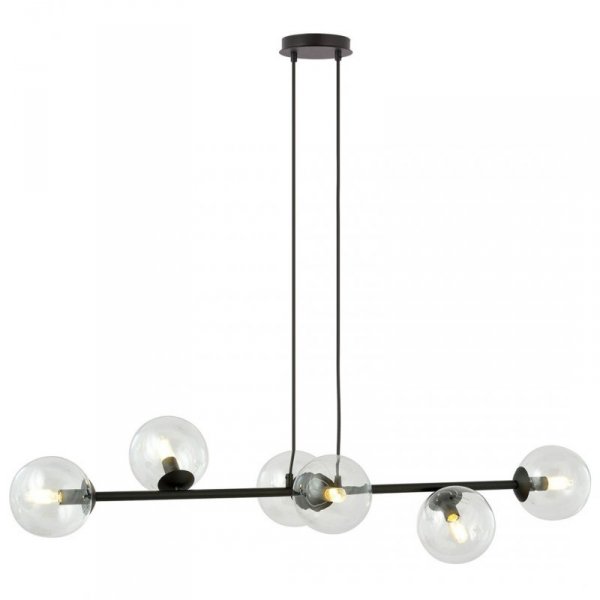 LAMPA WISZĄCA CZARNA KULE TRANSPARENTNE SZKLANE NAD STÓŁ DO JADALNI KUCHNI NOWOCZESNA EMIBIG ROSSI 6 BL 874/6