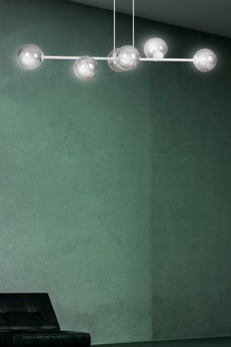 LAMPA WISZĄCA BIAŁA SZKLANE KLOSZE KULE DO SALONU SYPIALNI JADALNI NAD STÓŁ EMIBIG ROSSI 6 WH GRAFIT