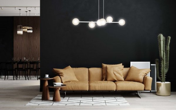 LAMPA WISZĄCA BIAŁA SZKLANE KLOSZE KULE DO SALONU SYPIALNI JADALNI NAD STÓŁ EMIBIG ROSSI 6 WH MIODOWY