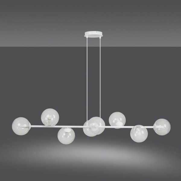 LAMPA WISZĄCA BIAŁA SZKLANE KLOSZE KULE DO SALONU SYPIALNI JADALNI NAD STÓŁ EMIBIG ROSSI 8 WH TRANSPARENT